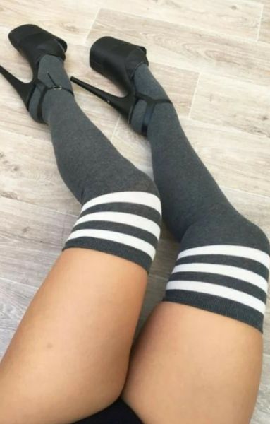 Thigh High Stockings with Stripes